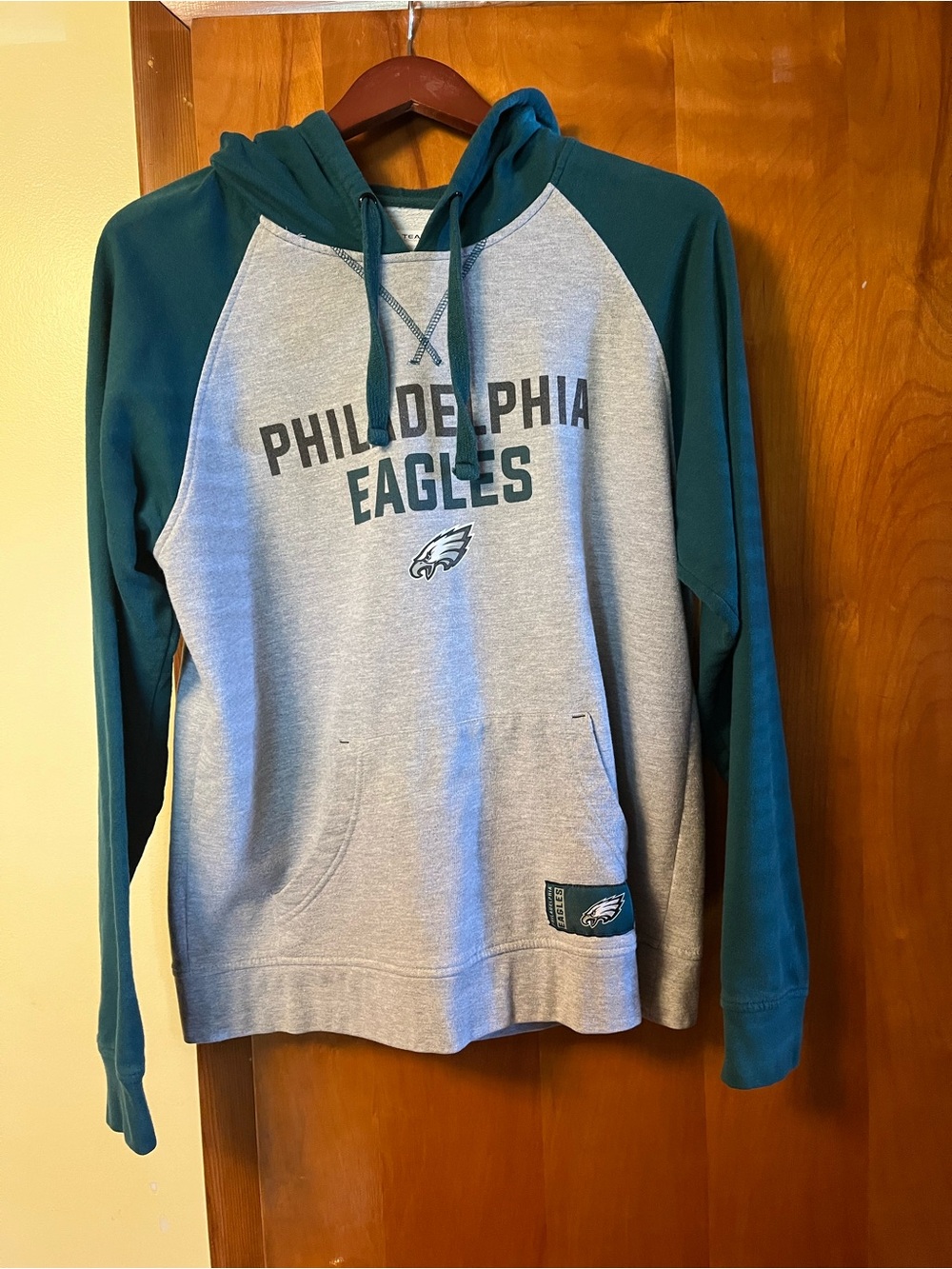 NFL Philadelphia Eagles Heather Gray and Green Crewneck Hoodie